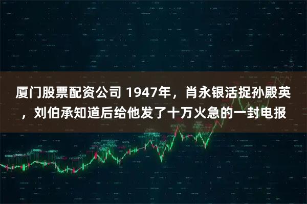 厦门股票配资公司 1947年,肖永银活捉孙殿英,刘伯承知道后给他发了十万火急的一封电报